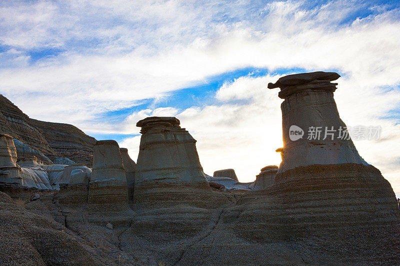 加拿大亚伯达省加拿大荒地的HDR hoodoo